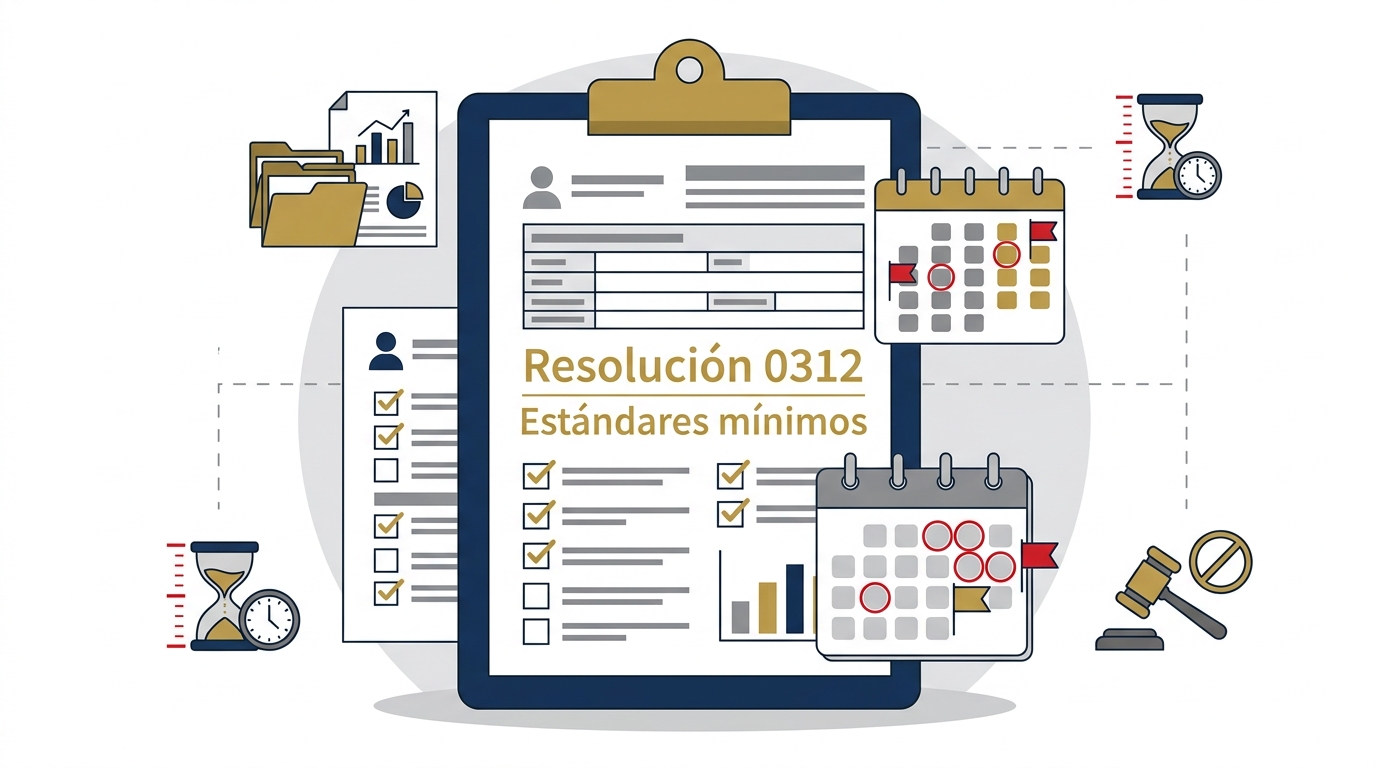 Profesional revisando reporte de estándares mínimos SG-SST en sistema informático